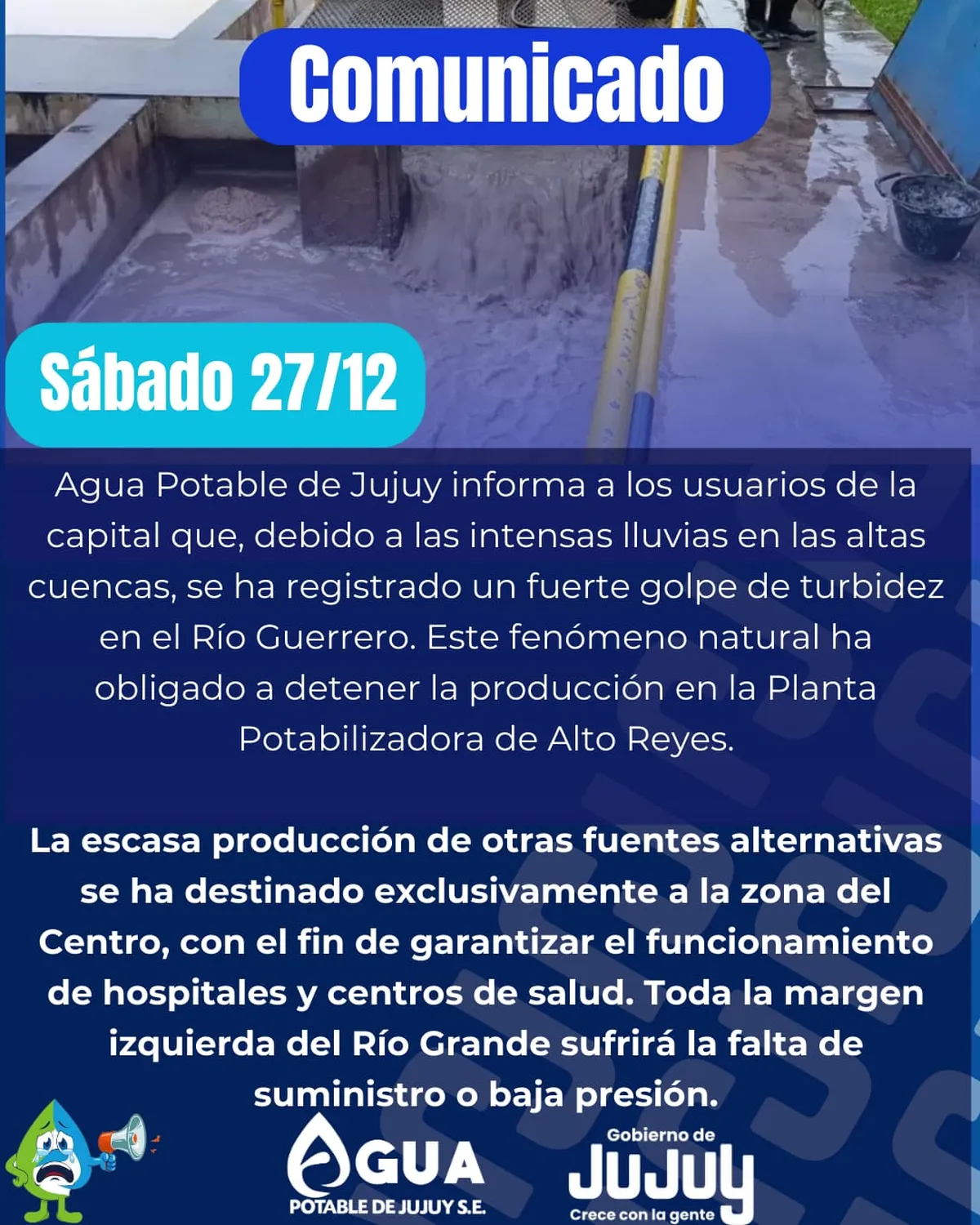 Cuatro barrios afectados por altos niveles de turbiedad en el Río Guerrero